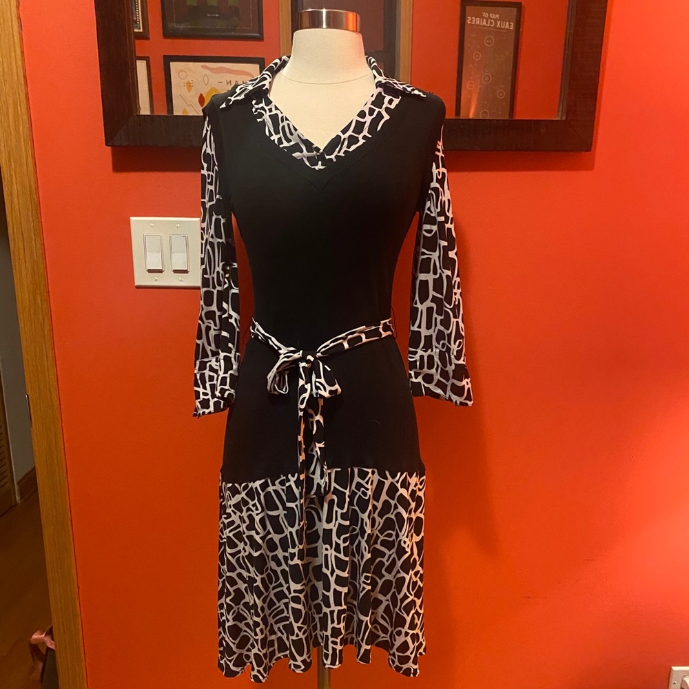 Calvin Klein black and white dress